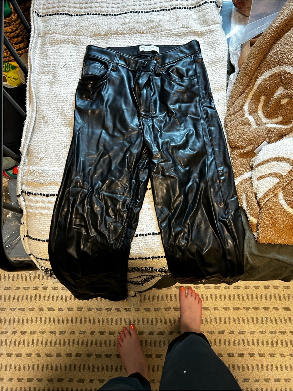 Abercrombie & Fitch Black Faux Leather High-Rise Pants